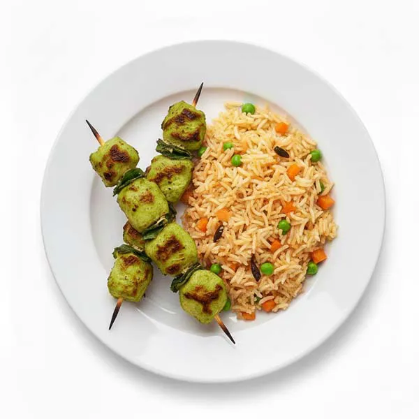 Mint Chicken Shish Tawook with Carrot Rice Mix